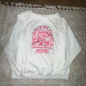 LONELY GHOST White and Pink Hoodie